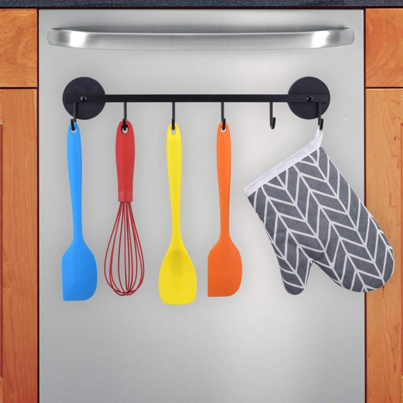 LEVOSHUA 6 Hooks Magnetic Utensil Holder Untensil Rack Tool Hanger Organizer for Refrigerator, Metal Cabinet, Metal Stove, Grill, BBQ - Image 1
